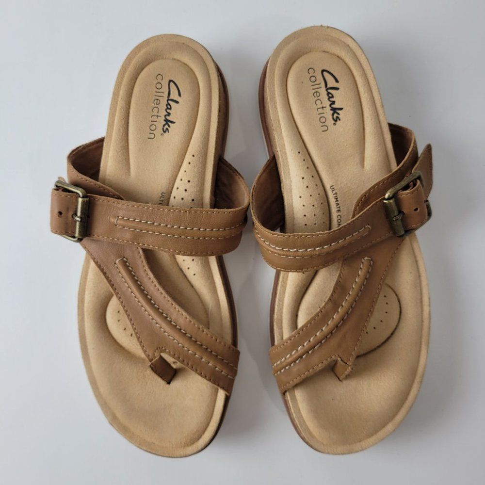 Clarks Sandals Womens 8 Brown Brynn Madi Toe Post Buckle Ultimate Comfort - Picture 2 of 12